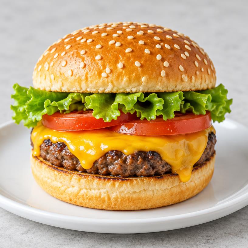 X-Burger com queijo, alface e tomate